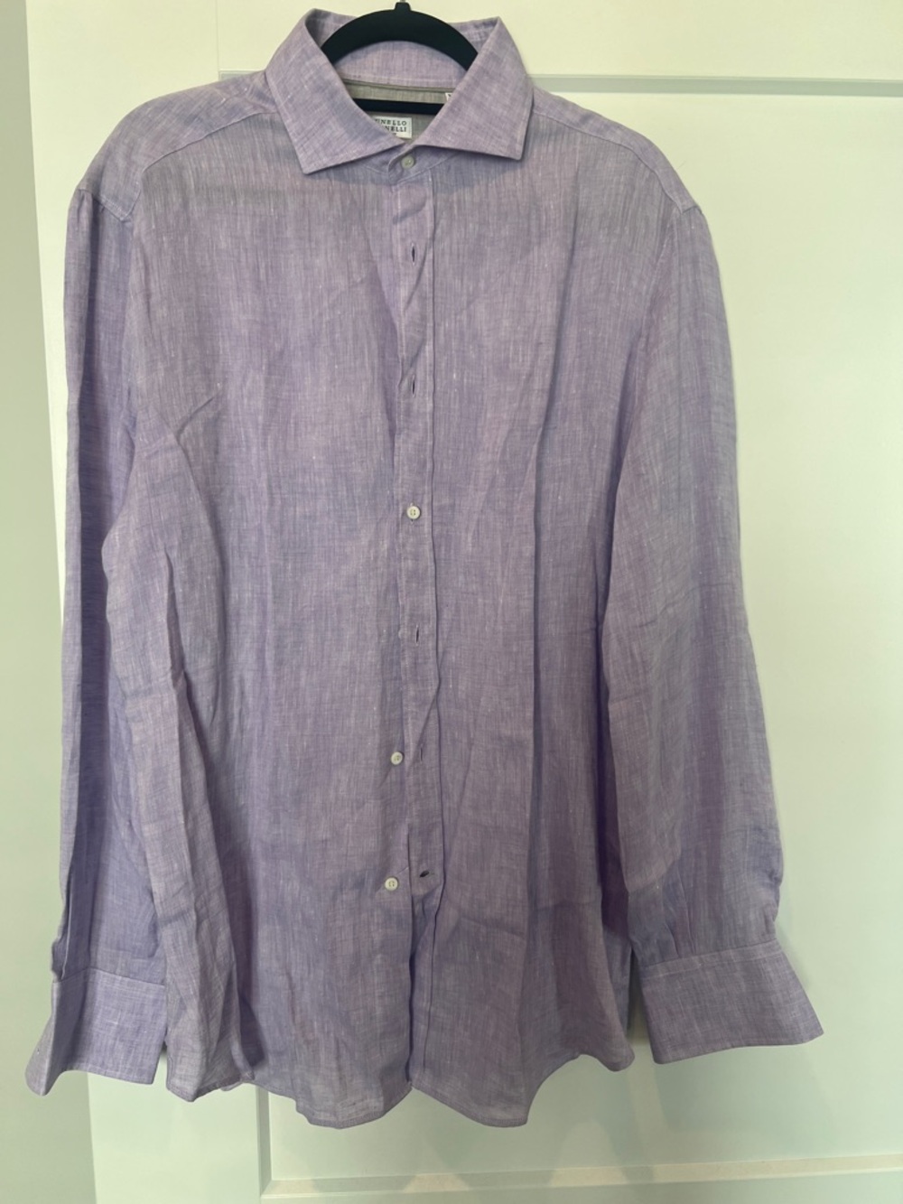 Brunello Cucinelli Lavender Linen Blend Button-Down Shirt